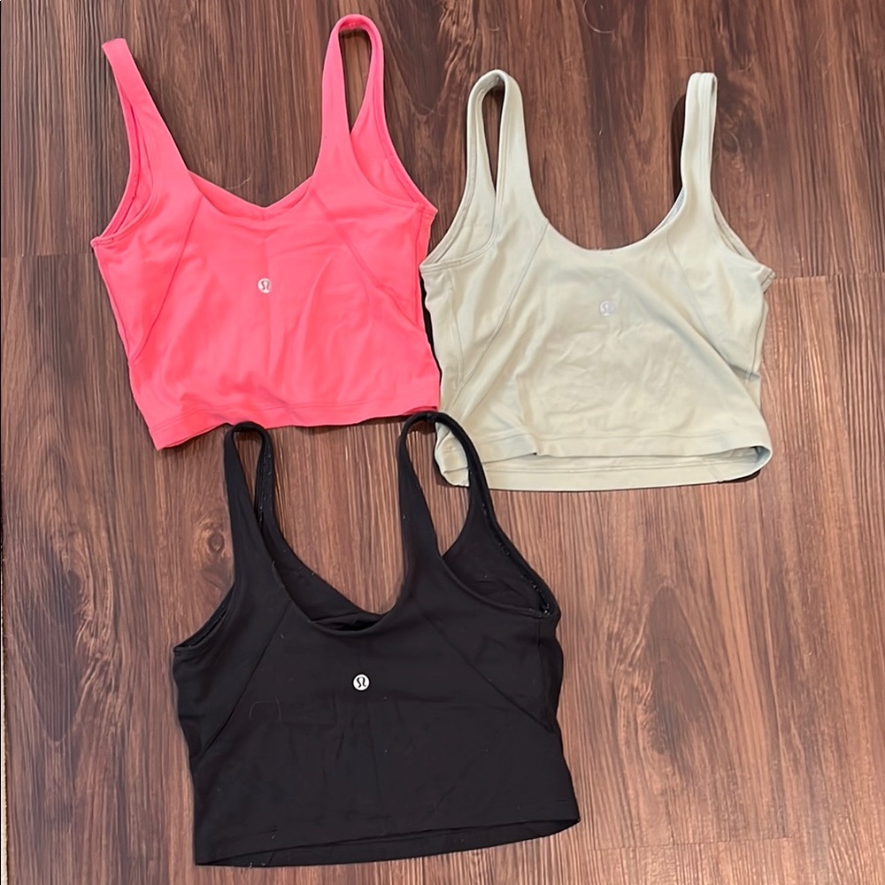 Lululemon Tank Tops in Coral, sage green/tan and Black